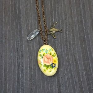 Floral Pendant Necklace with Charms